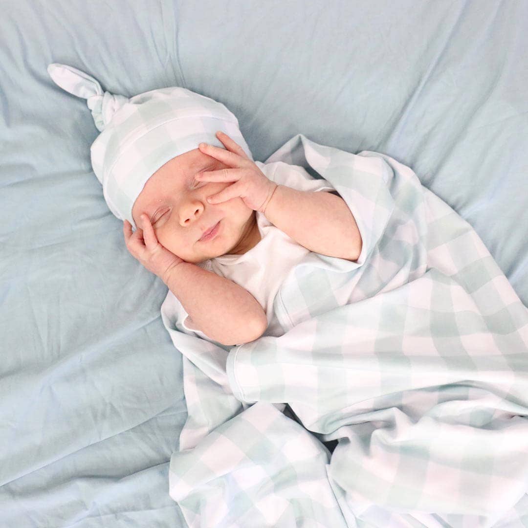 Solid Light Dusty Blue Bamboo Knit Swaddle Blanket - Persnickety Shop