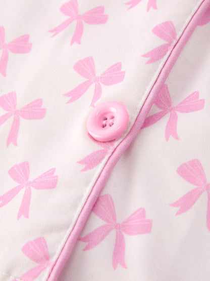 Mommy & Me Pink Bow Print Ruffle Pajama Set: 5 / KIDS - Persnickety Shop