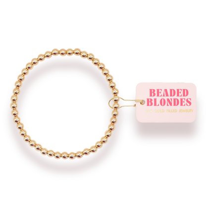 4MM Gold Beaded Bracelet: Standard 6.75 inch
