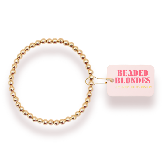 4MM Gold Beaded Bracelet: Standard 6.75 inch