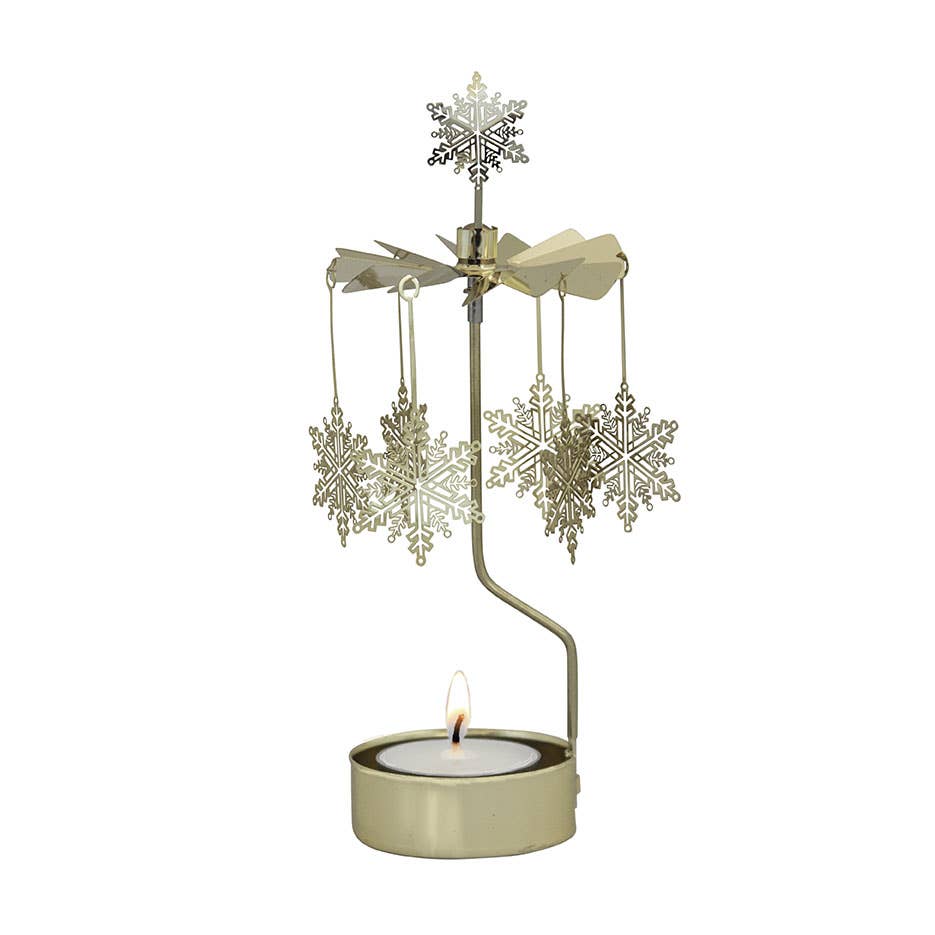 Rotary Candleholder Carousel, Snowstar, Gold - Persnickety Shop