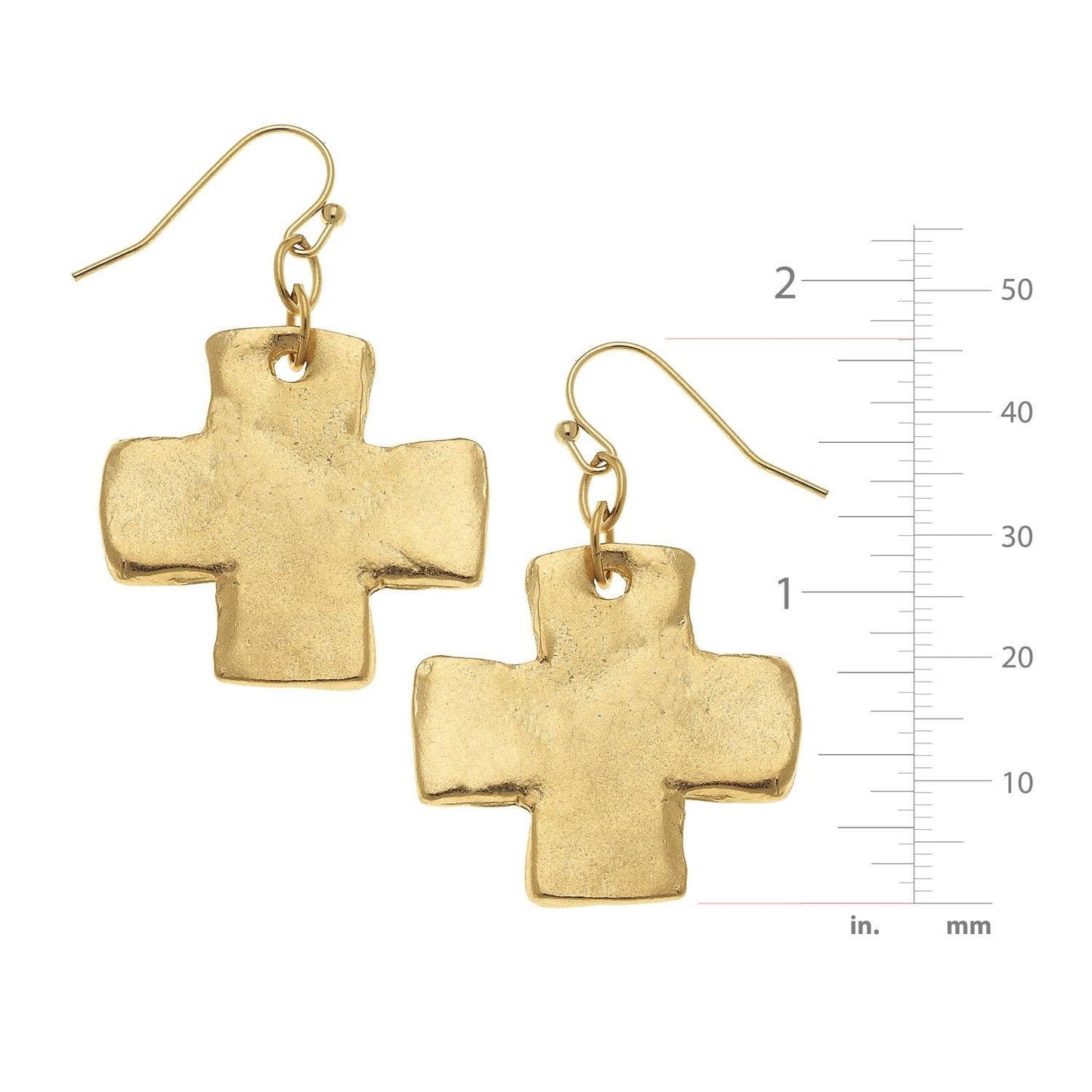Square Cross Earrings: Gold