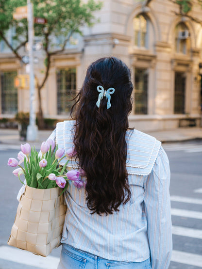 Hand-painted Coquette Bow Claw Hair Clip | Eco-Friendly: White