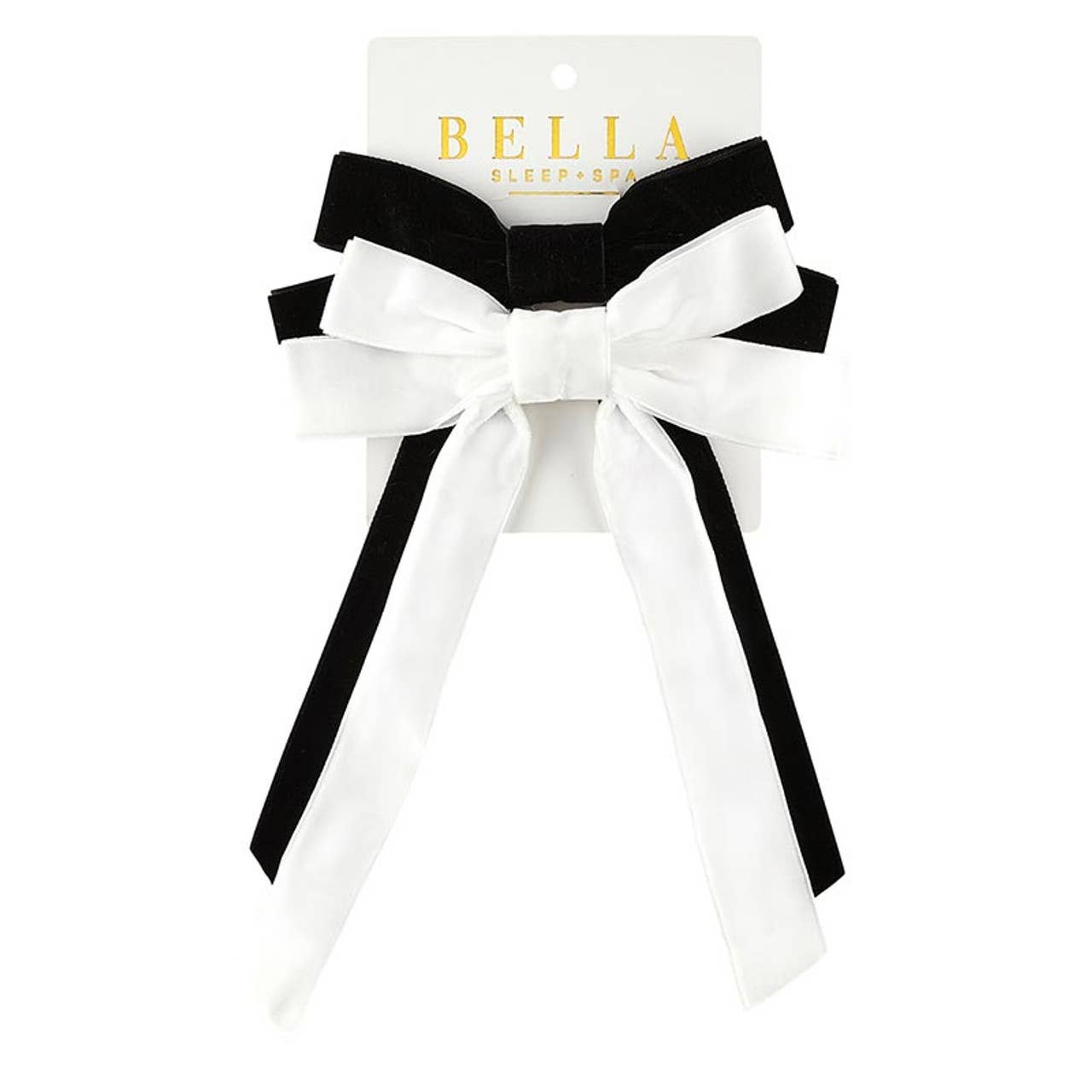 Velvet Bow Clip Set - White/Black: 100% Polyester, Velvet / One Size Fits Most - Persnickety Shop