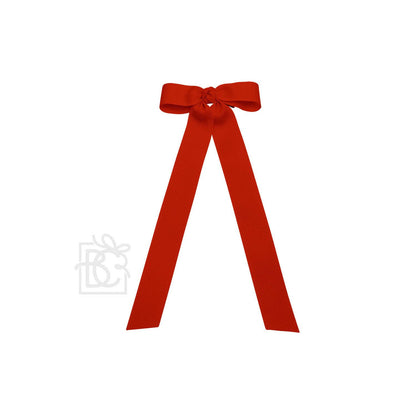 FLAT BOW W/ 7" STREAMERS ON ALLIGATOR CLIP: 3.5" W/ 7" Streamers / RED - Persnickety Shop