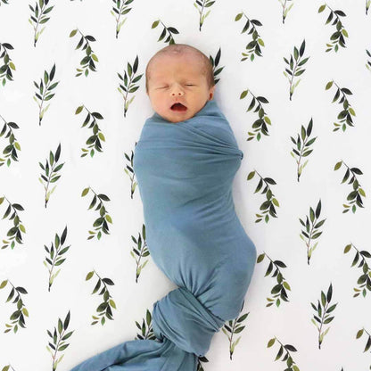 Solid Dusty Blue Bamboo Knit Swaddle Blanket - Persnickety Shop