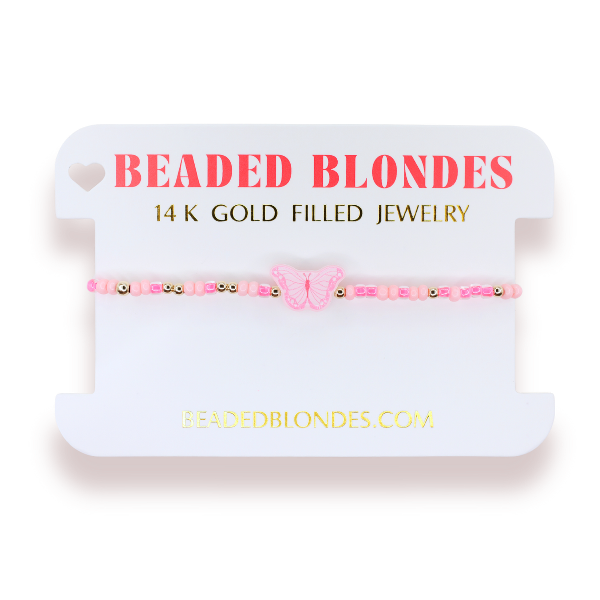 Butterfly Bracelet on Pink Sprinkle: Standard 6.75 Inch