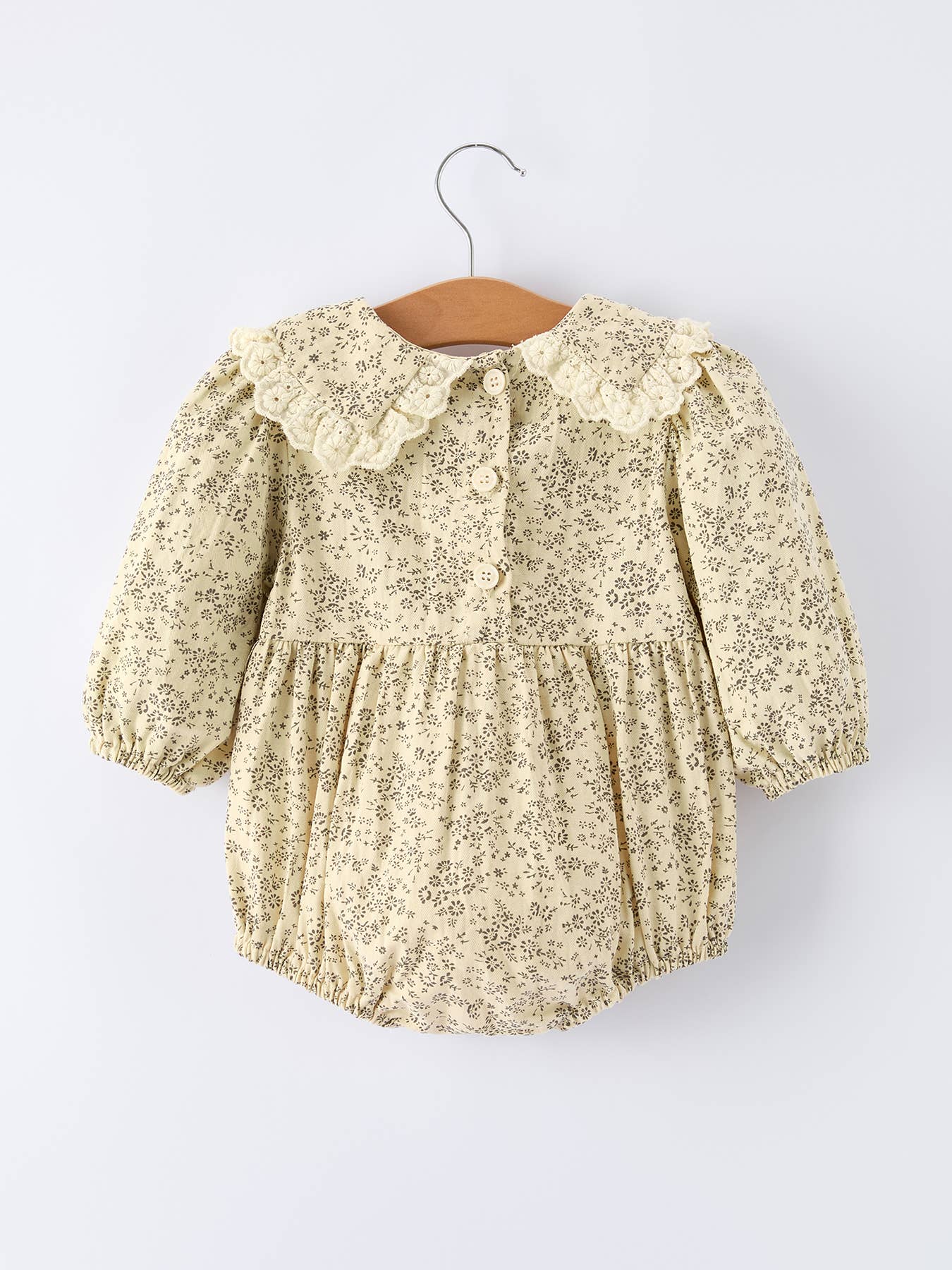 Apricot Lace Collar Baby Romper Girl's Floral Dress: 6M - Persnickety Shop