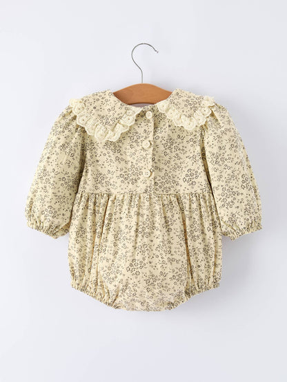 Apricot Lace Collar Baby Romper Girl's Floral Dress: 6M - Persnickety Shop