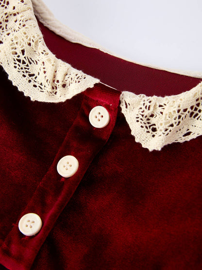 Christmas Long Sleeve Lace Girls' Dress: 4 / Dress - Persnickety Shop