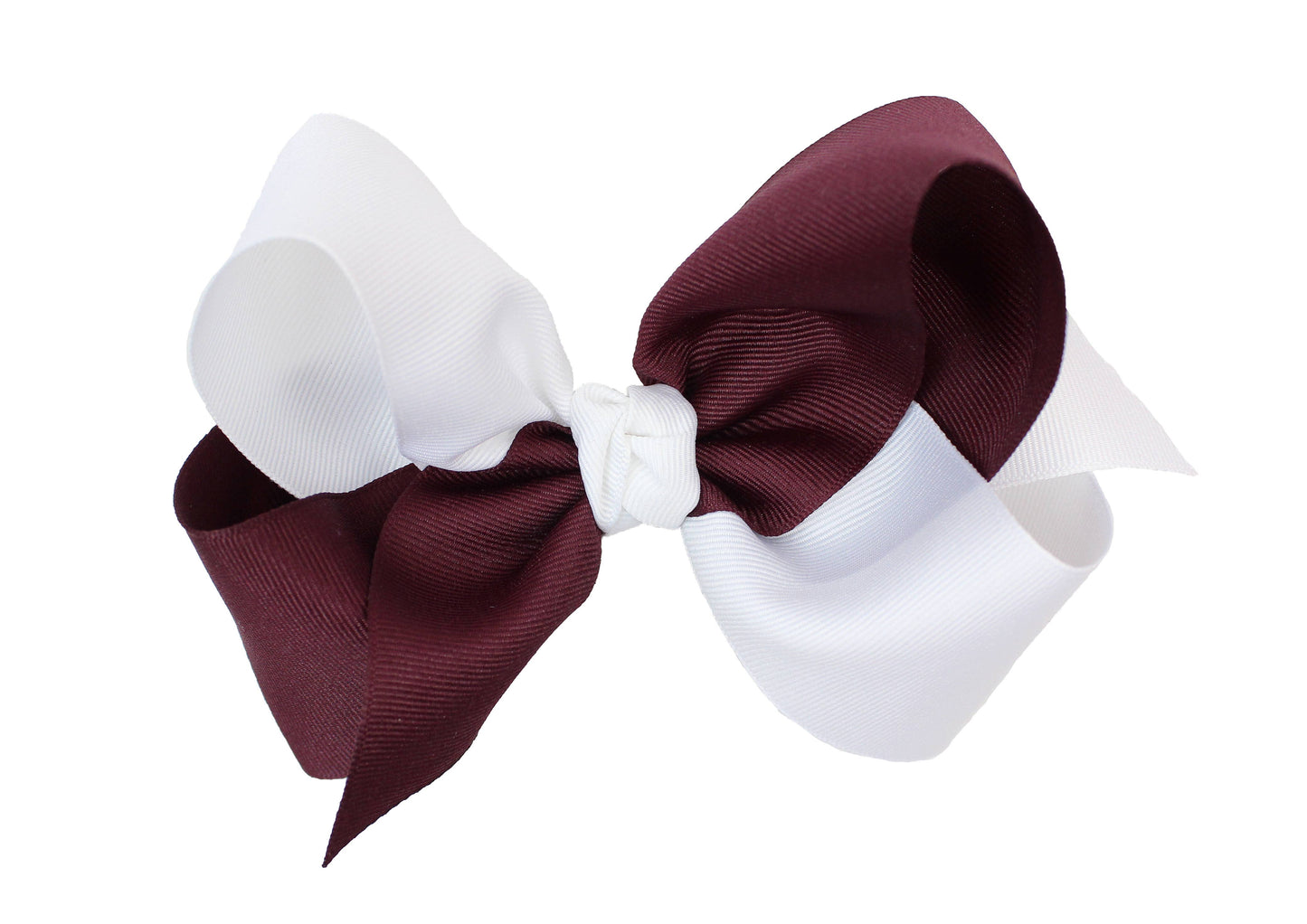 COLLEGIATE CRISSCROSS BOWS: WHITE/ CRANBERRY / 6.5" JUMBO