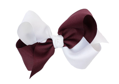 COLLEGIATE CRISSCROSS BOWS: WHITE/ CRANBERRY / 6.5" JUMBO
