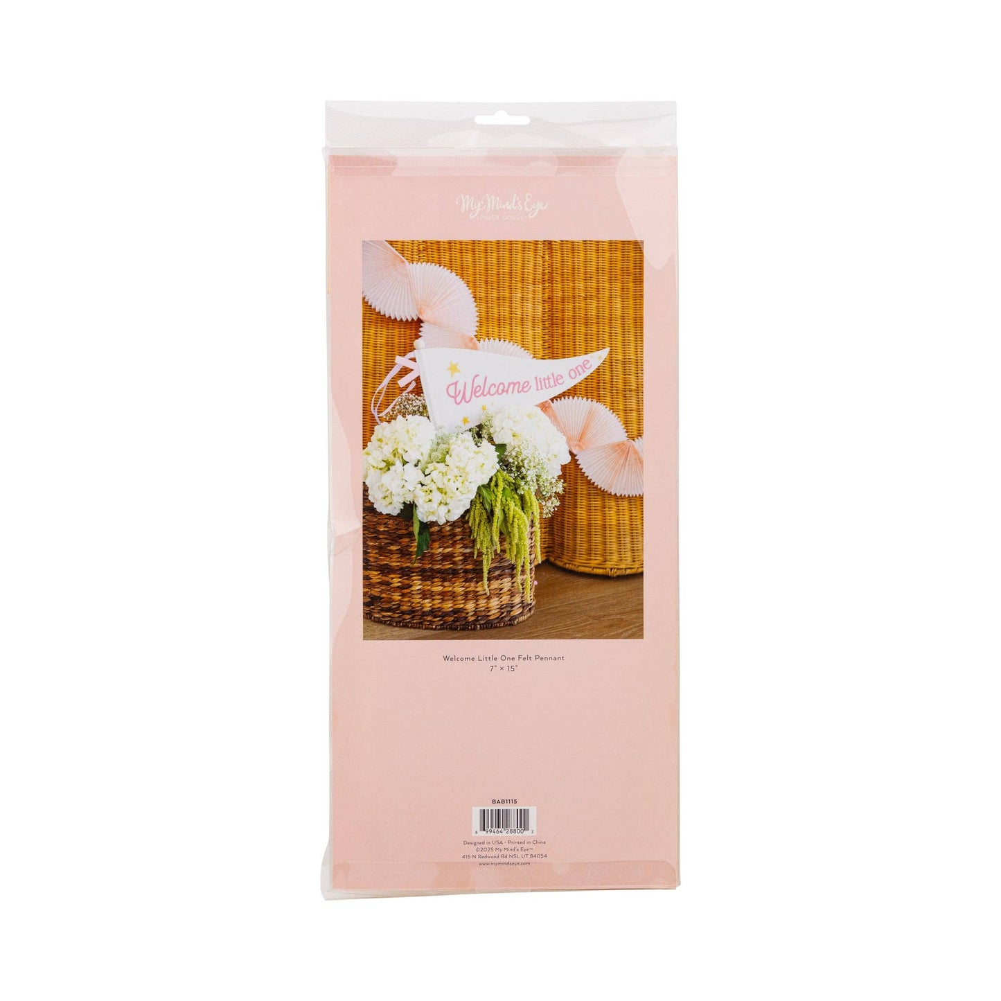 BAB1115 - Welcome Little One Pink Pennant - Persnickety Shop