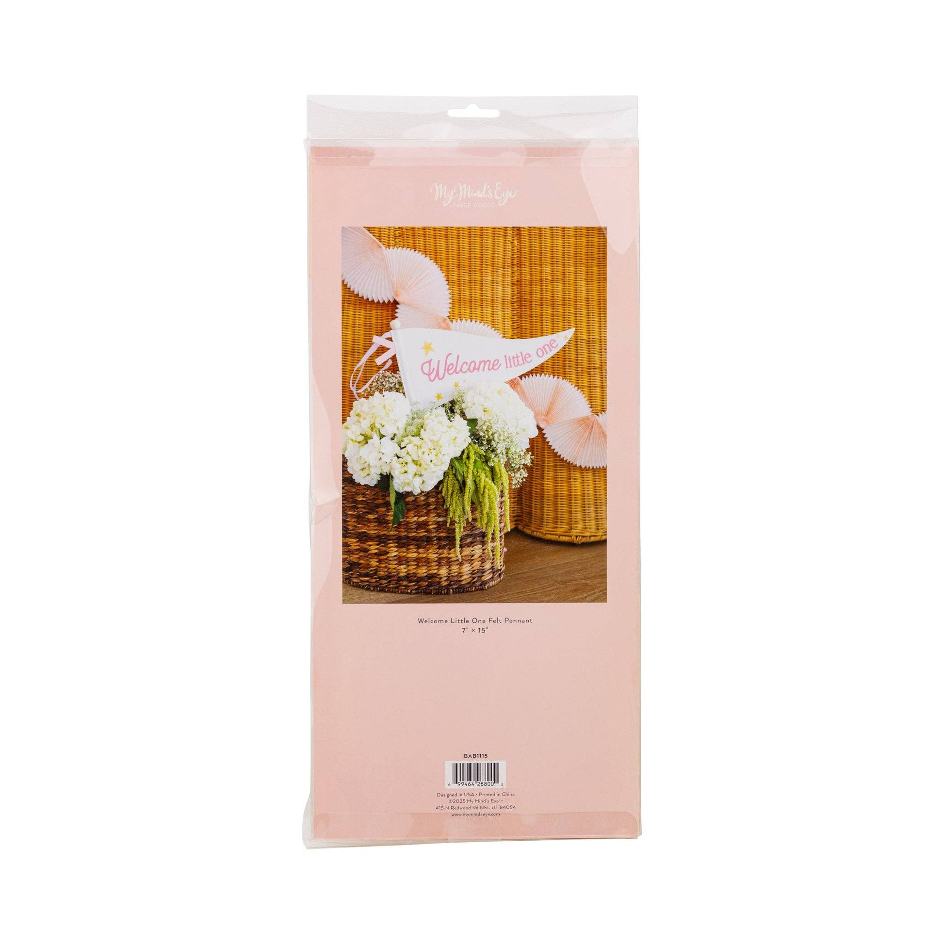 BAB1115 - Welcome Little One Pink Pennant - Persnickety Shop