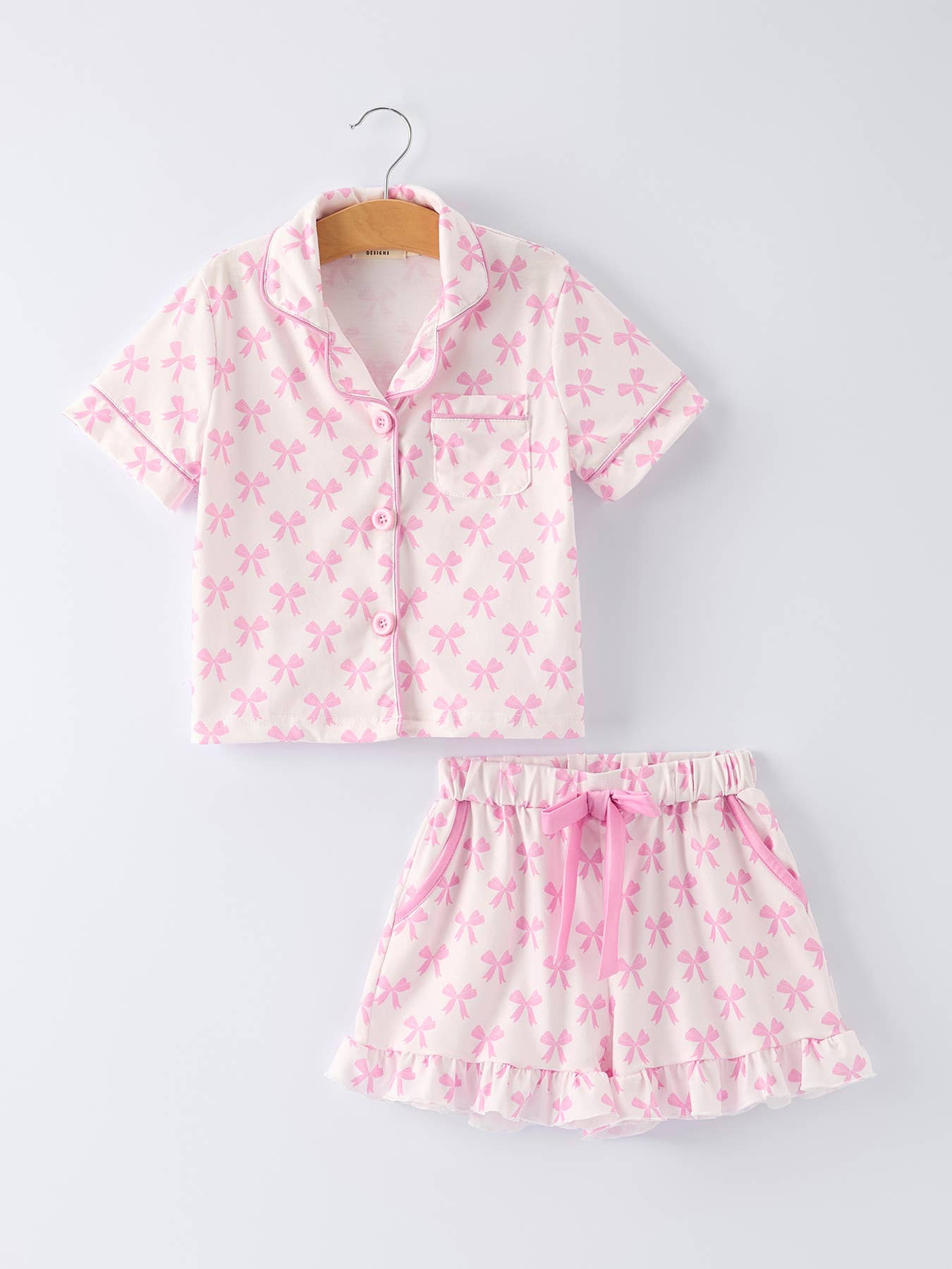 Mommy & Me Pink Bow Print Ruffle Pajama Set: 5 / KIDS - Persnickety Shop