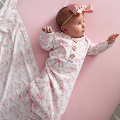 Fancy Frills Newborn Baby Knot Gown & Hat Set - Persnickety Shop