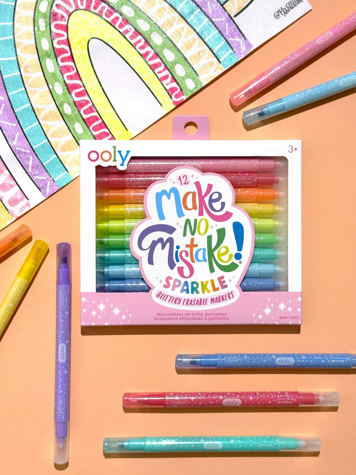 Ooly Make no Mistake! Glittery Erasable Markers - Set of 12