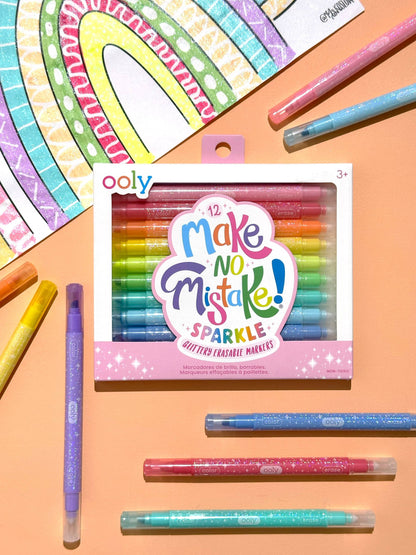 Ooly Make no Mistake! Glittery Erasable Markers - Set of 12