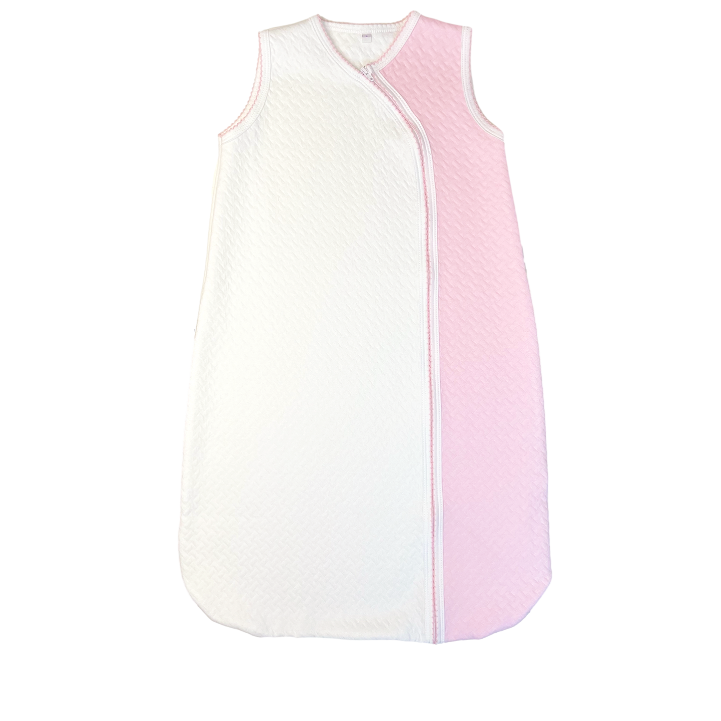 Marcela Pima Cotton Sleep Sack w/ Zipper: White with Pink / 6-12 Months - Persnickety Shop