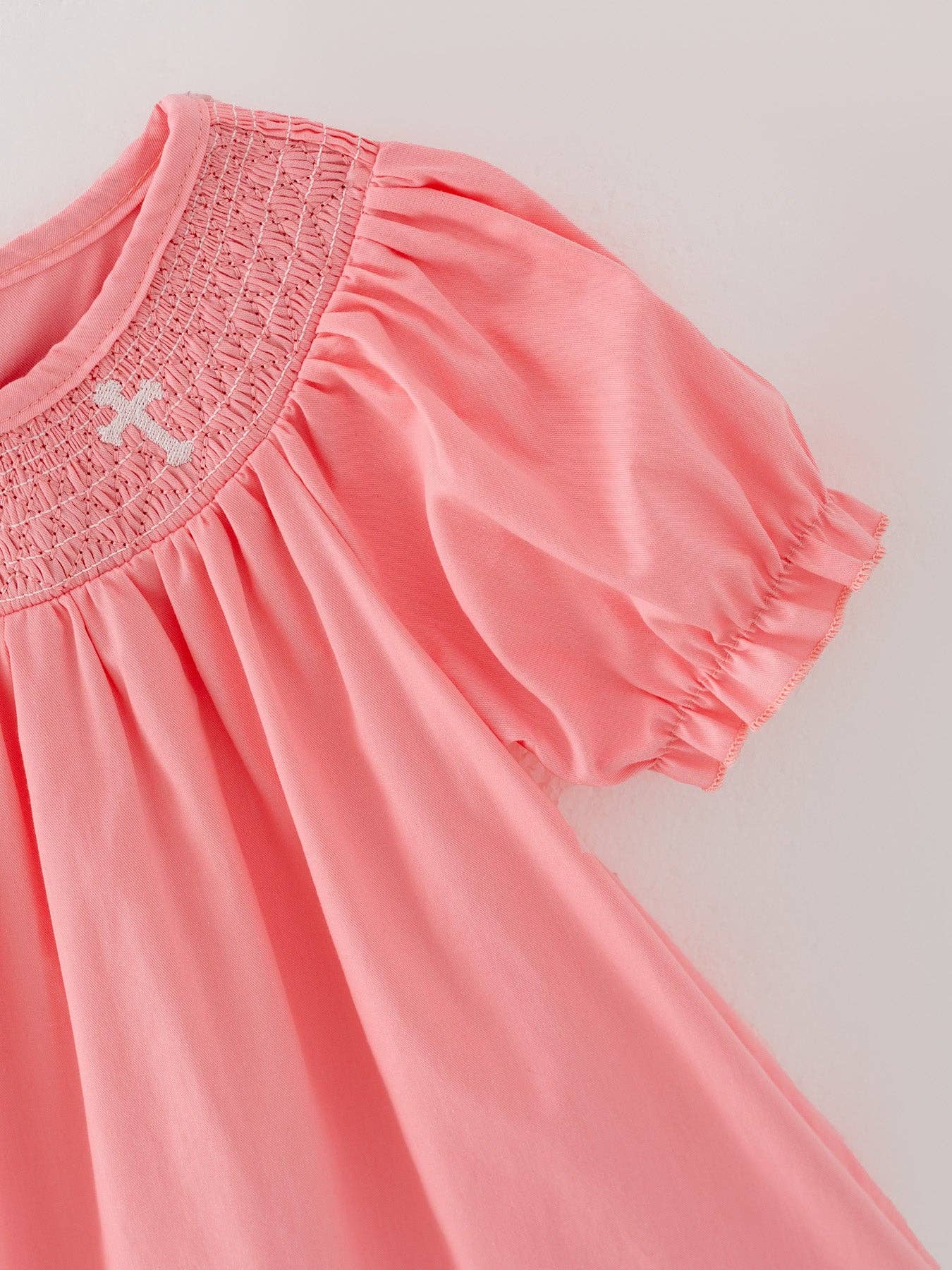 CORAL Smocked Church Christ Bishop Christening Dress: 2 - Persnickety Shop