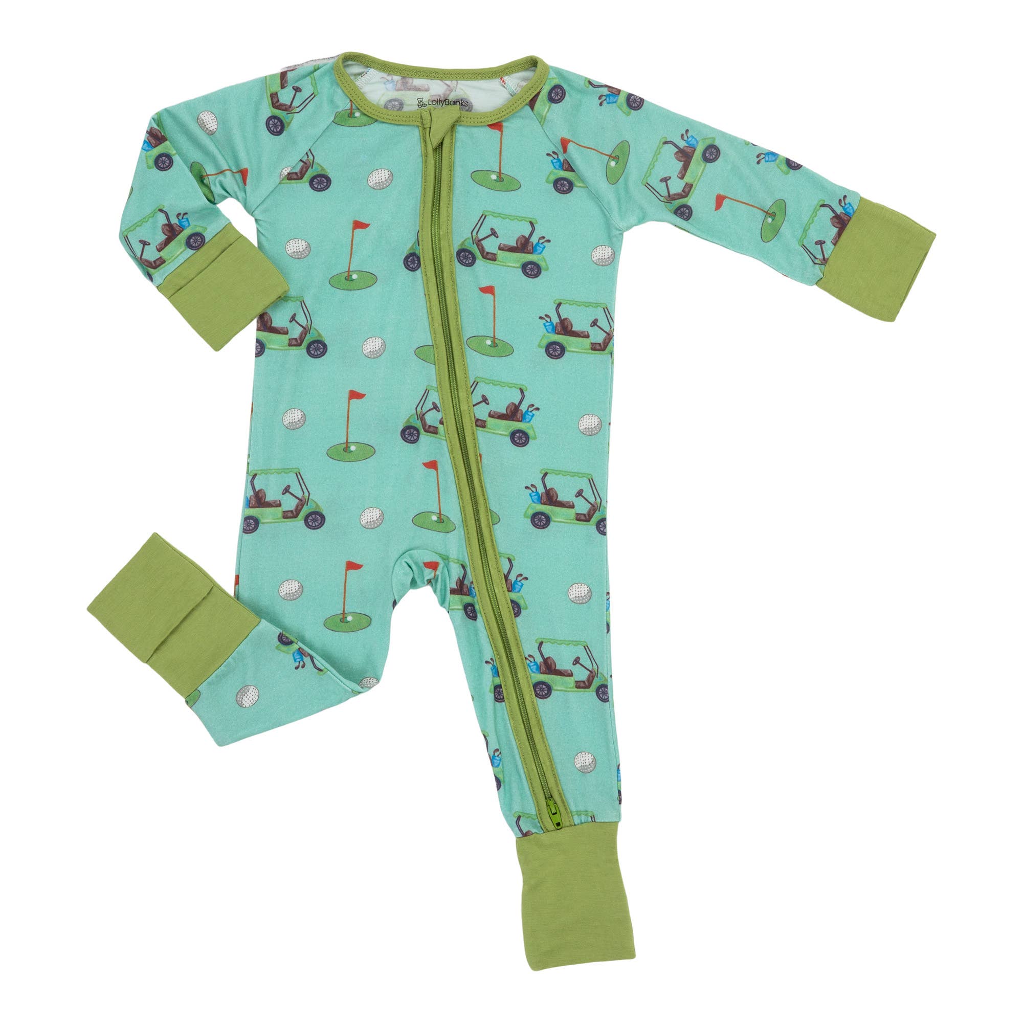 Golf A Round Baby Bamboo Pajamas, 2 Way Zipper Baby Romper: 0-3 Months