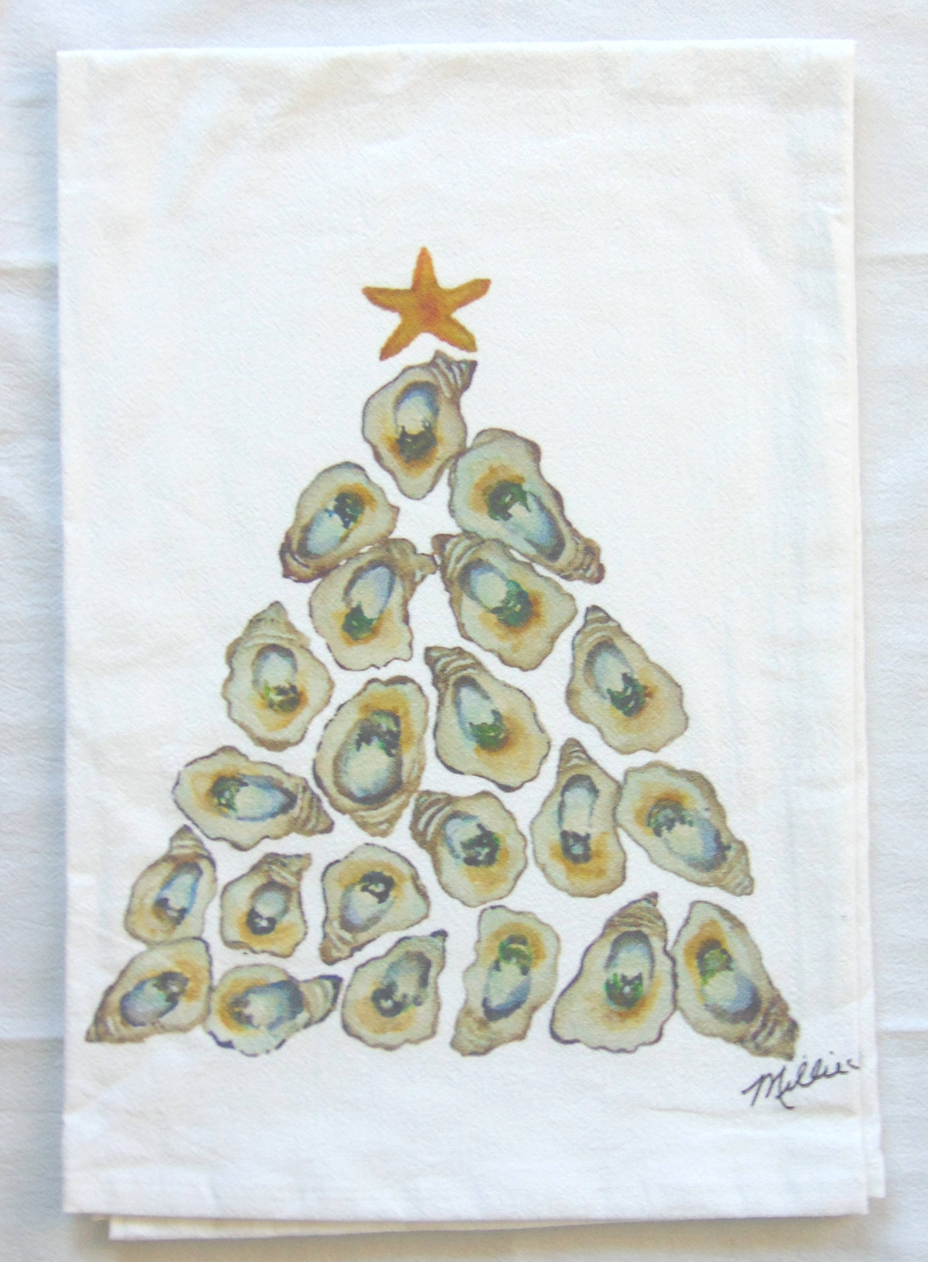 Limited Edition Watercolor Oyster Tree Flour Sack Napkins - Persnickety Shop