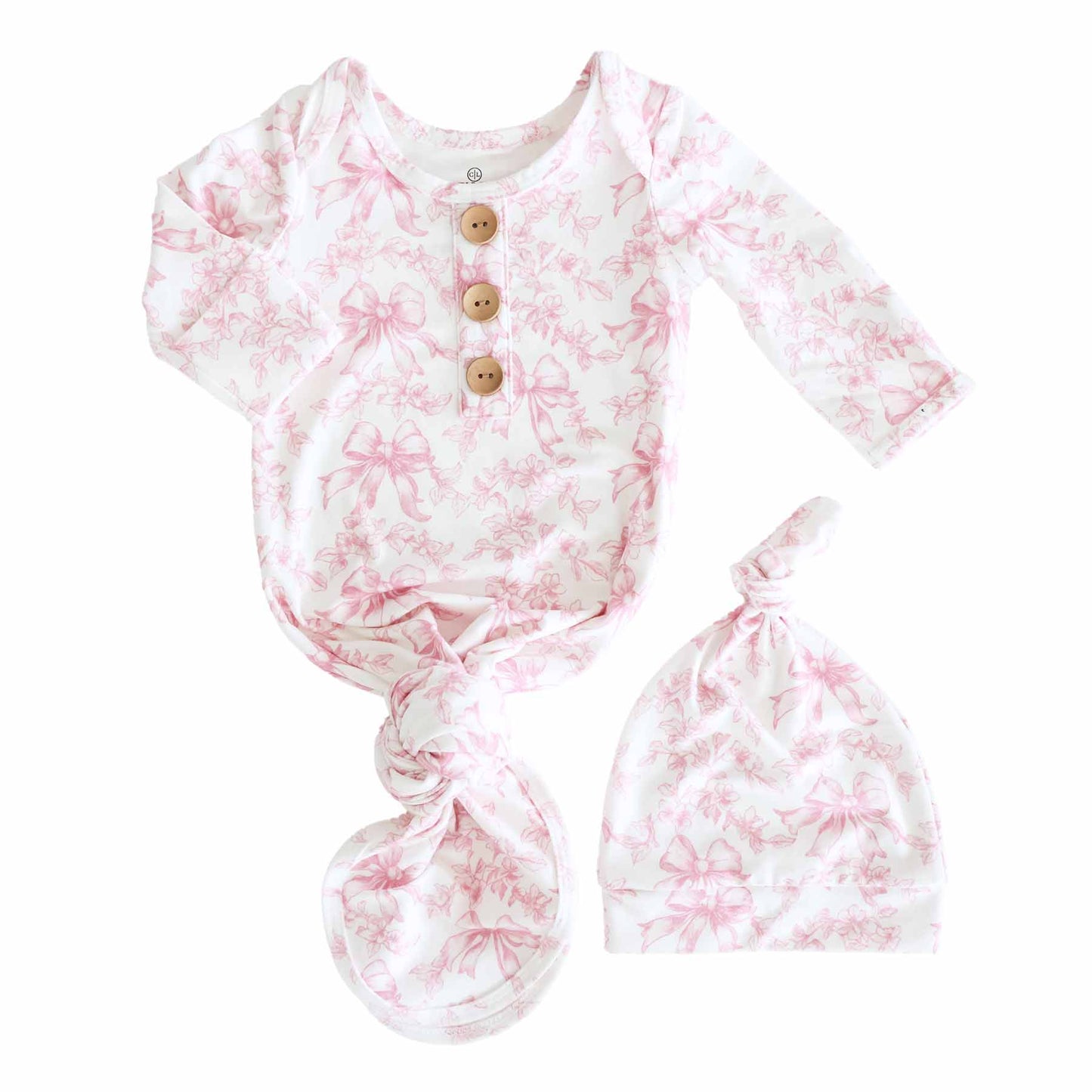 Fancy Frills Newborn Baby Knot Gown & Hat Set - Persnickety Shop