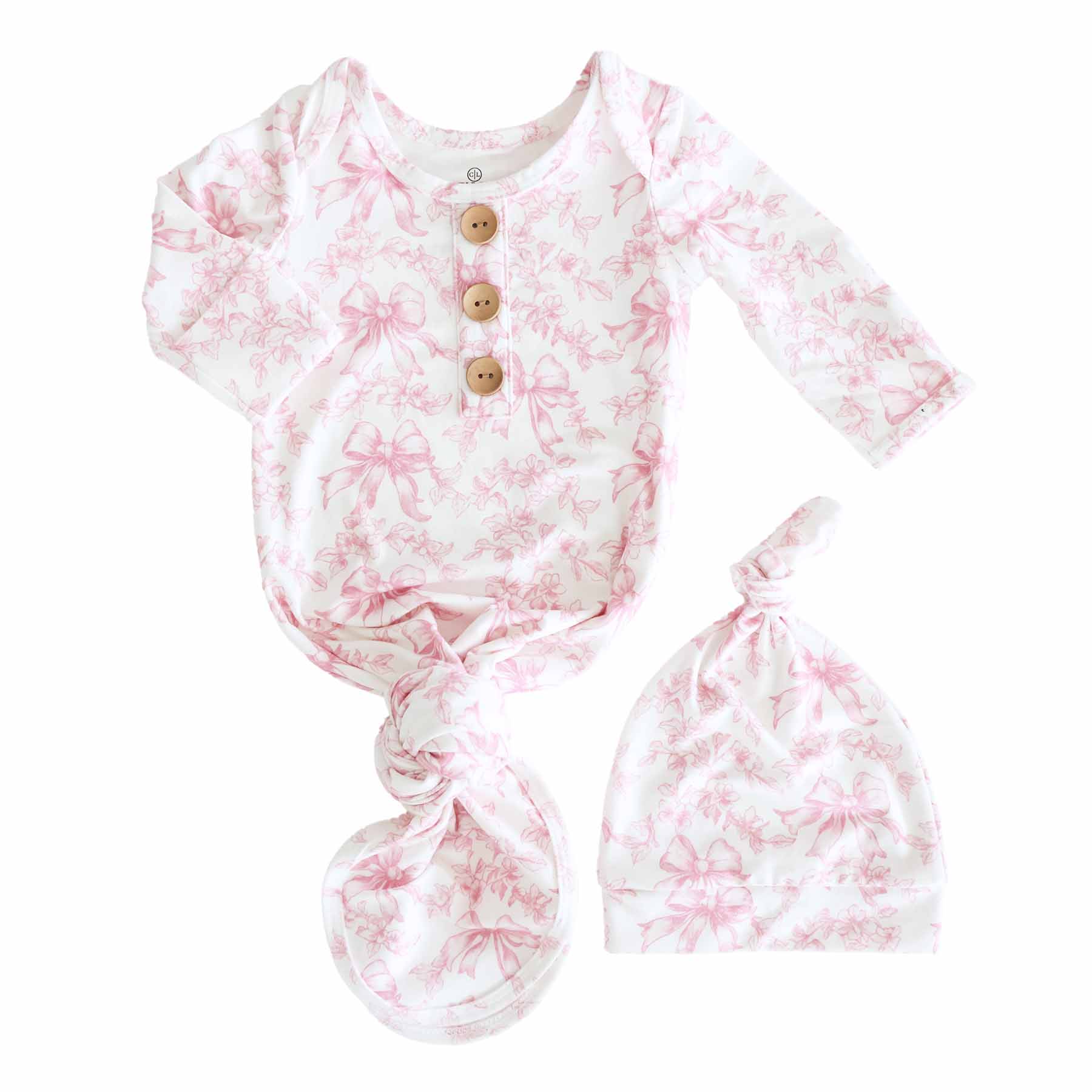 Fancy Frills Newborn Baby Knot Gown & Hat Set - Persnickety Shop