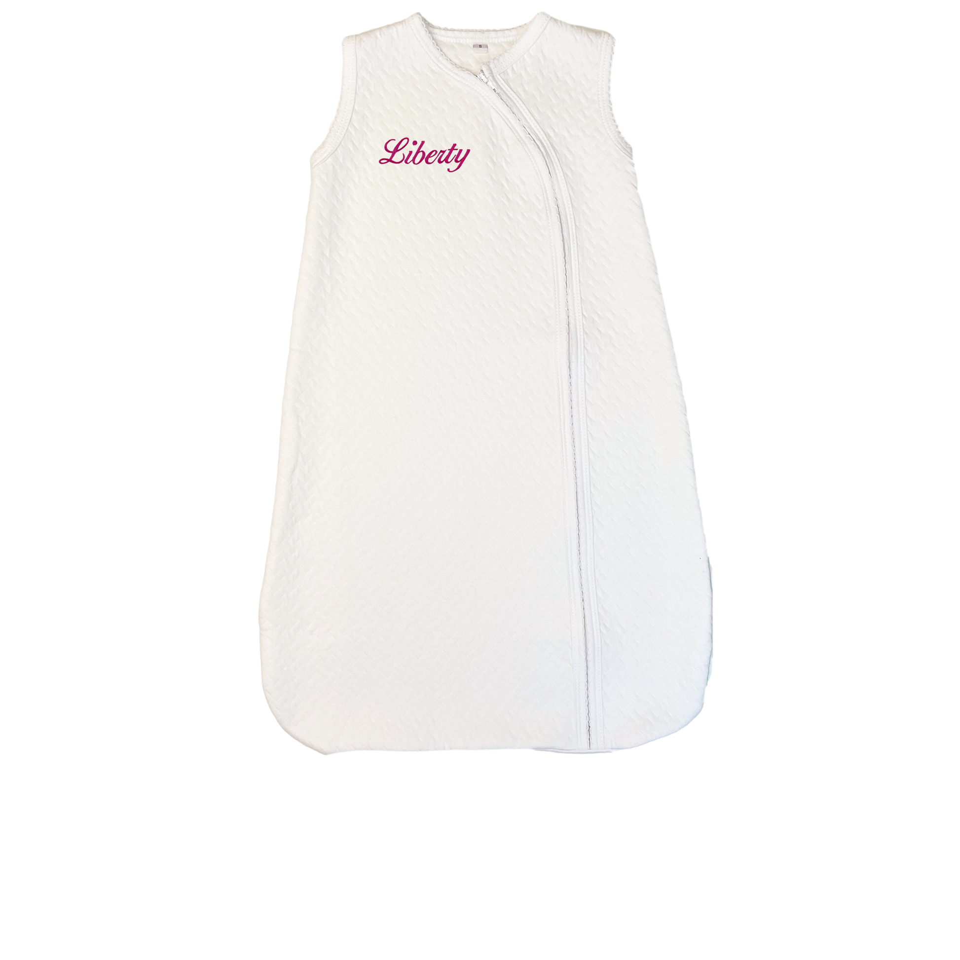 Marcela Pima Cotton Sleep Sack w/ Zipper: White with Blue / 0-6 Months - Persnickety Shop