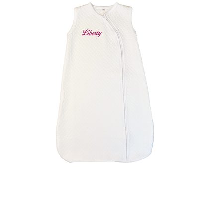 Marcela Pima Cotton Sleep Sack w/ Zipper: White with Pink / 6-12 Months - Persnickety Shop