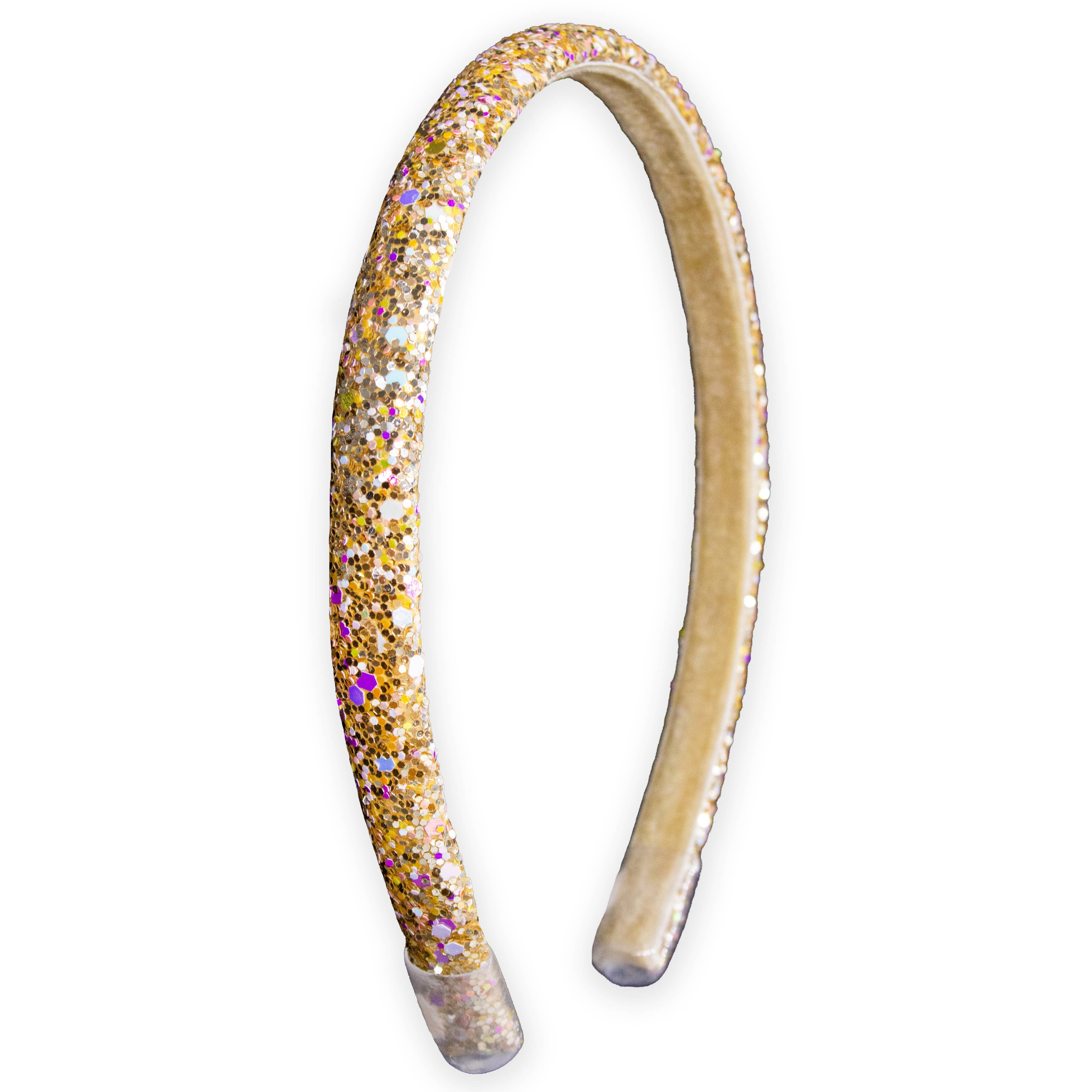 Thin Glitter Headband - Padded Hair Bands: Gold