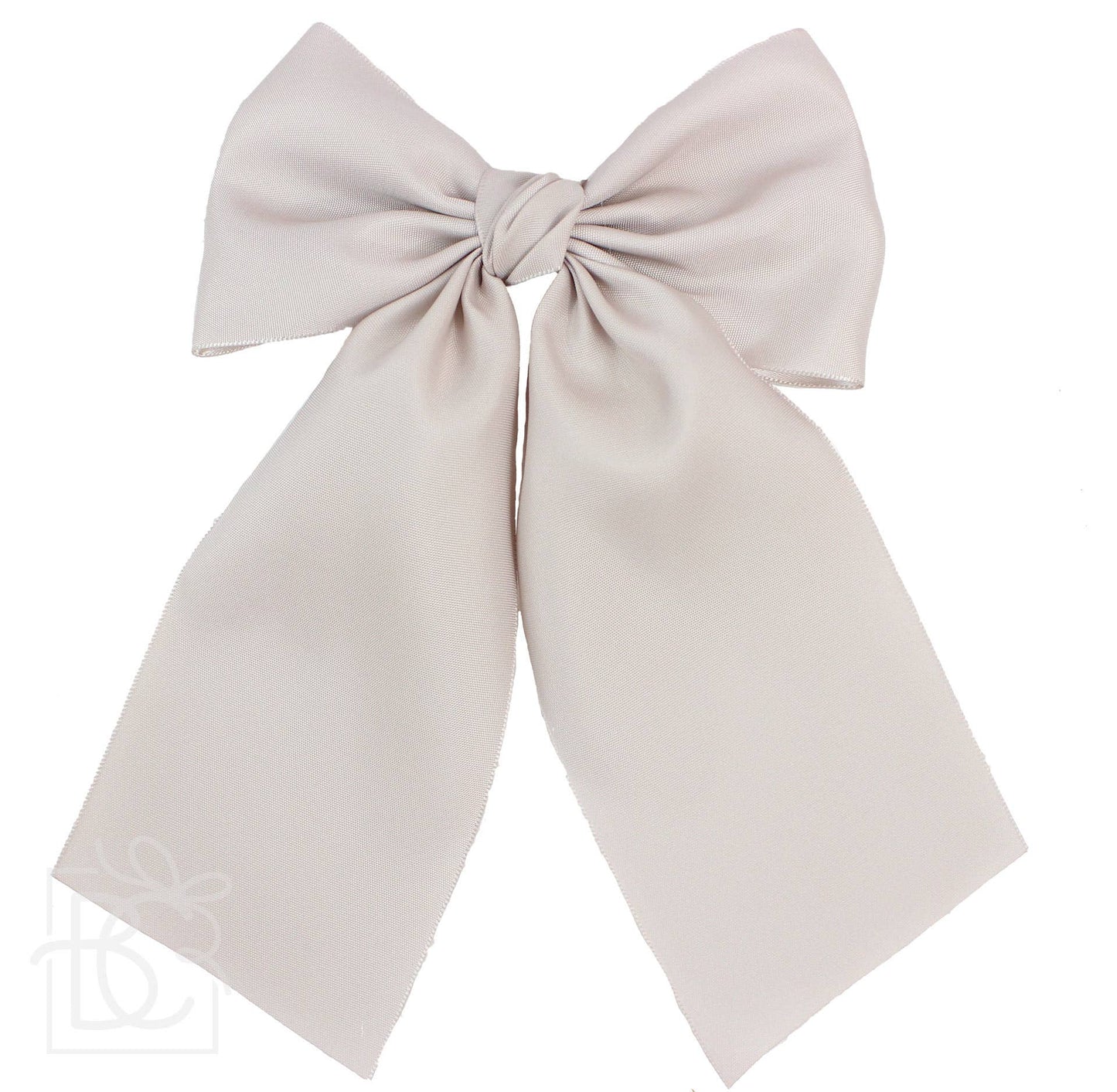 OPAQUE SATIN BOW W/ EURO KNOT & TAILS ON ALLIGATOR CLIPS: Antique White / 4.5" Large - Persnickety Shop