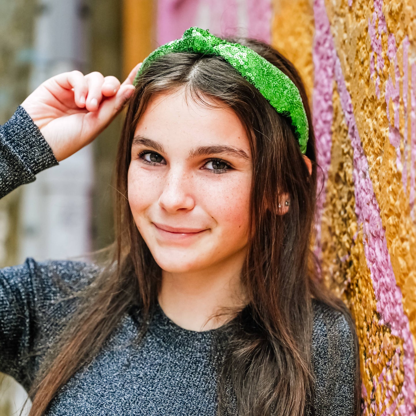 Sequin Knot Headband Red