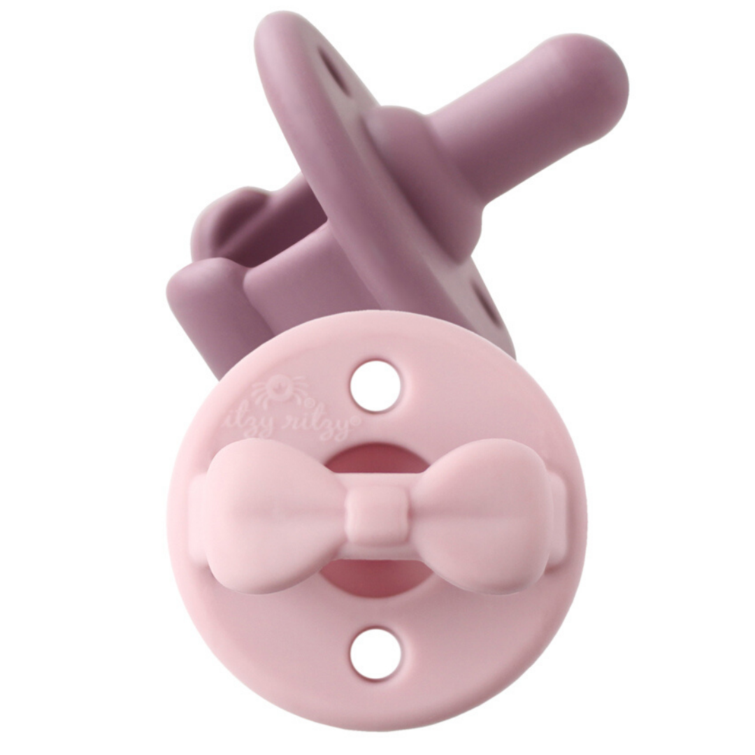 *NEW SIZE* Sweetie Soother™ Pacifier Sets (2-pack): 6-18 M Pink Bows - Persnickety Shop