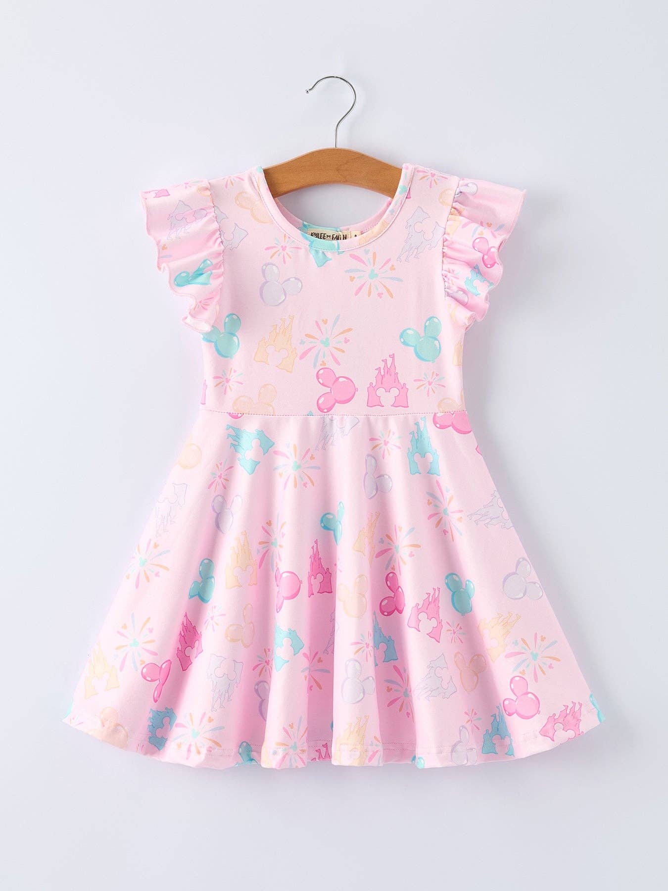 Spring Pink Theme Park Print Girls Twirl Dress: 4 - Persnickety Shop