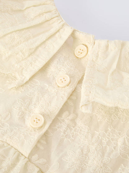 Long-Sleeved Embroidered Baby Doll Collar Romper: 24M - Persnickety Shop