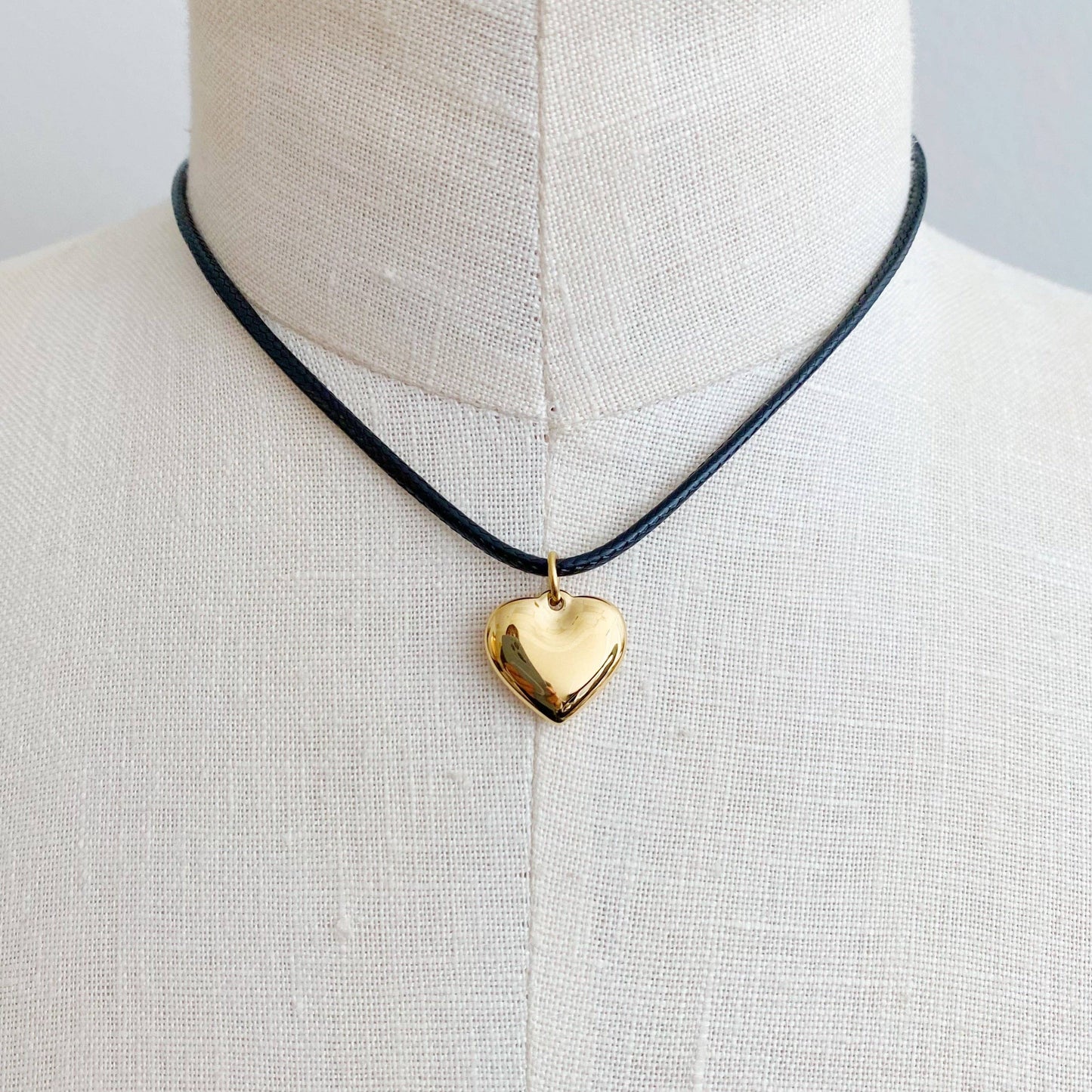 Gold Puffy Heart Necklace