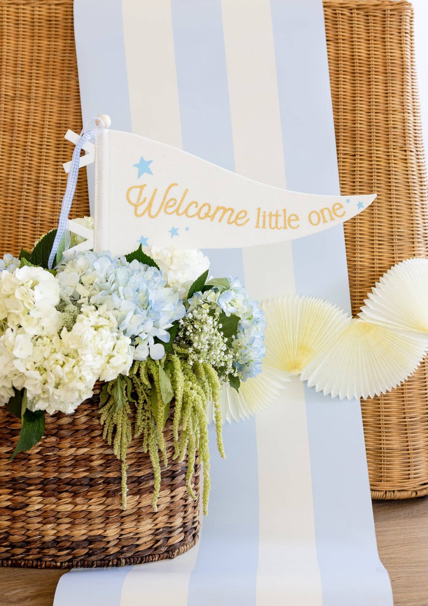 BAB1116 - Welcome Little One Blue Pennant - Persnickety Shop