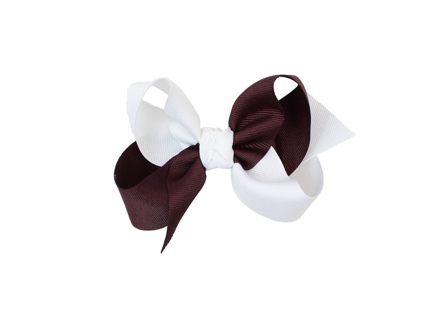 COLLEGIATE CRISSCROSS BOWS: WHITE/ CRANBERRY / 6.5" JUMBO