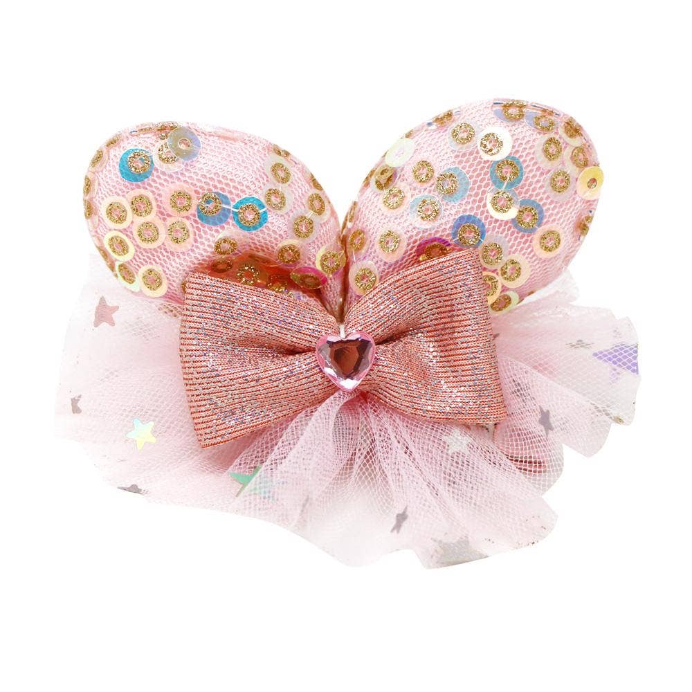 Bella Bunny Pale Pink Sequin Ears with Tulle Hair clips