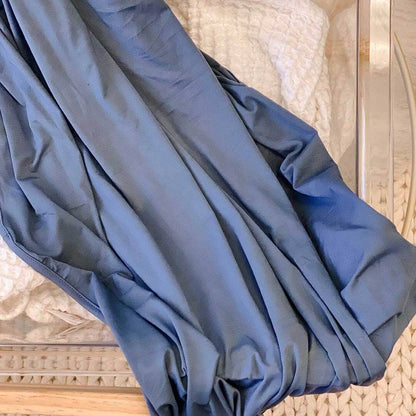Solid Dusty Blue Bamboo Knit Swaddle Blanket - Persnickety Shop