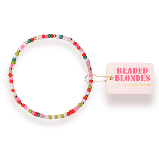 Candy Cane Lane Sprinkle Bracelet: Standard 6.75 inch