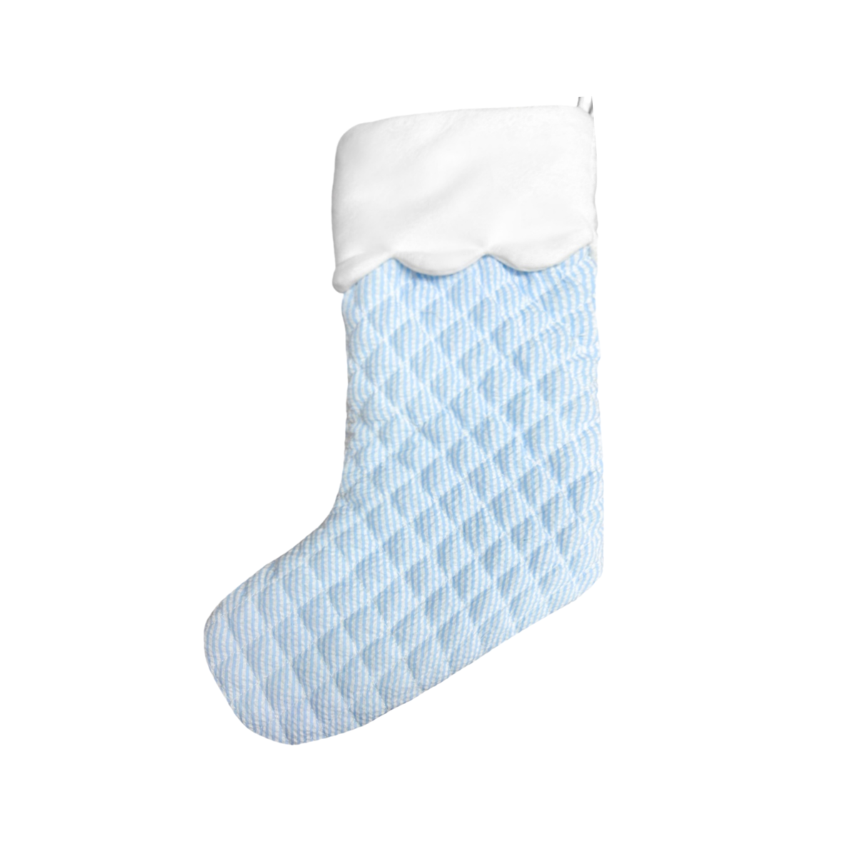 Blue Socking Bits & Bows Blue Quilted Seersucker Scalloped Stocking – Persnickety Shop