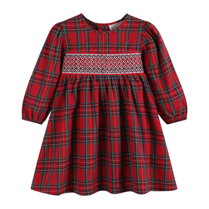 Red and Green Christmas Plaid Smocked Dress: Red - Persnickety Shop