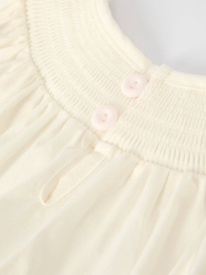 Christmas Girl's Romper : Delicate Embroidery with Red Bow Details: 12M - Persnickety Shop