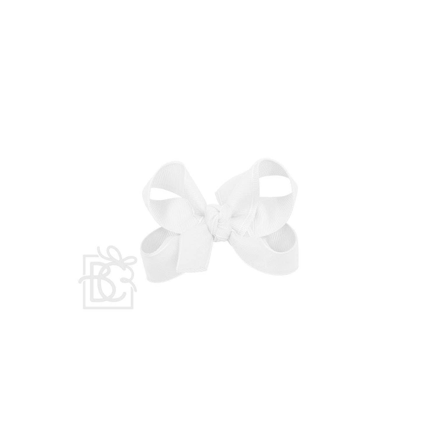 LAYERED ORGANZA/GROSGRAIN BOW ON CLIP: 5.5" Huge - 2.25" Ribbons on Alligator Clip / WHITE
