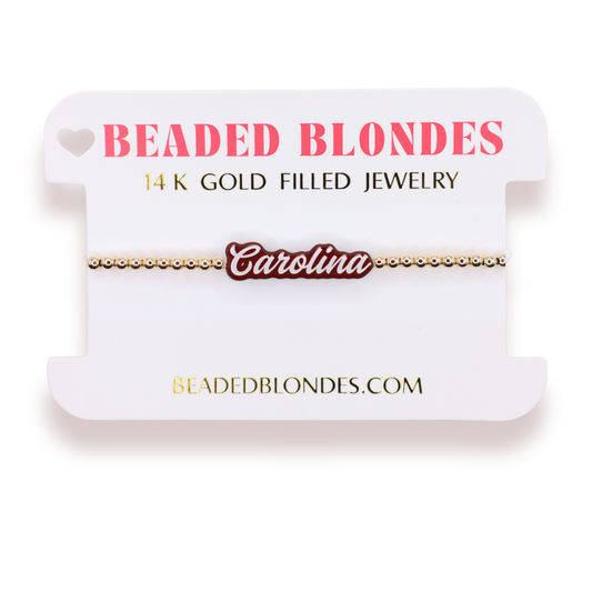 Carolina Word Bracelet on Gold: Standard 6.75 Inch