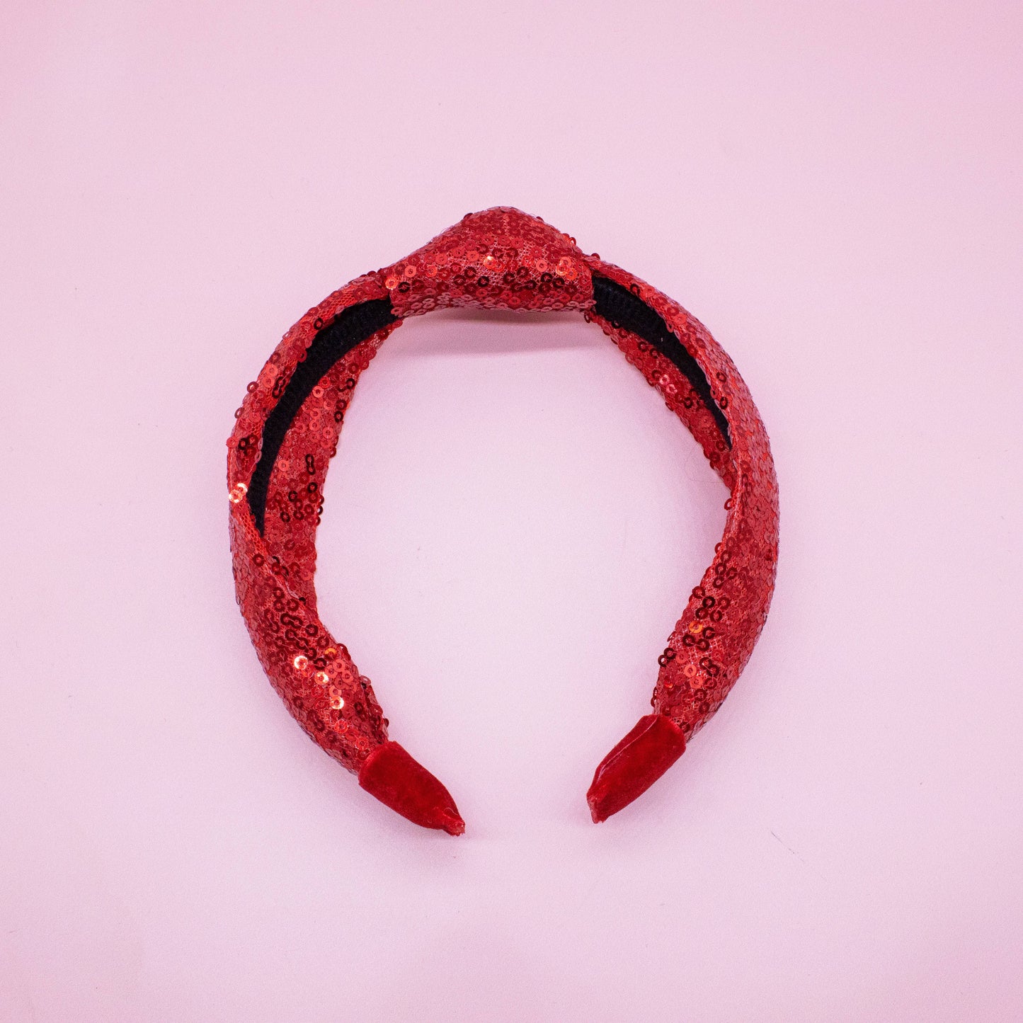 Sequin Knot Headband Red