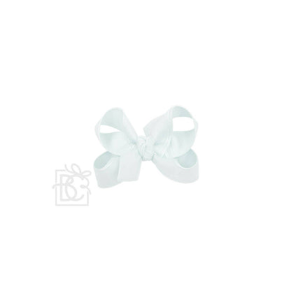 LAYERED ORGANZA/GROSGRAIN BOW ON CLIP: 5.5" Huge - 2.25" Ribbons on Alligator Clip / WHITE