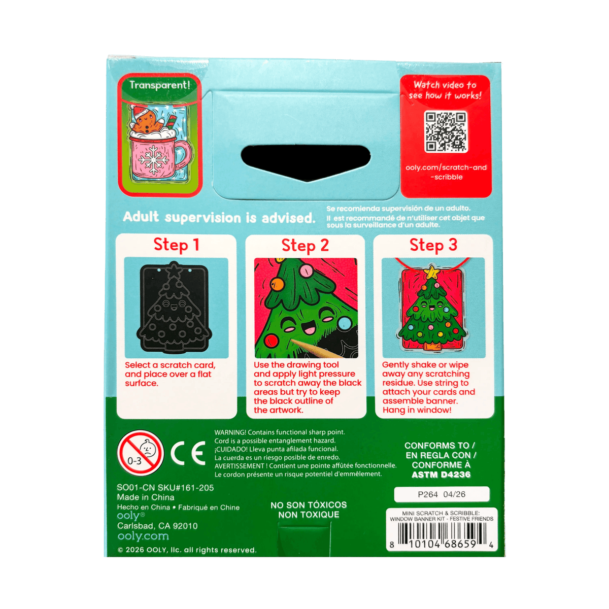Ooly Mini Scratch & Scribble Window Banner Kit - Festive Friends